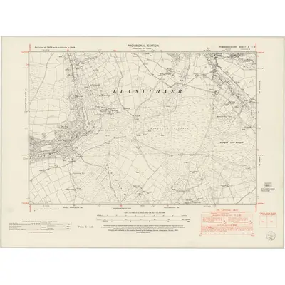 1948 Map of Pembrokeshire X.SW, 1953 Print