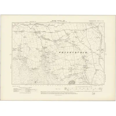 1905 Map of Pembrokeshire XI.NE, 1907 Print
