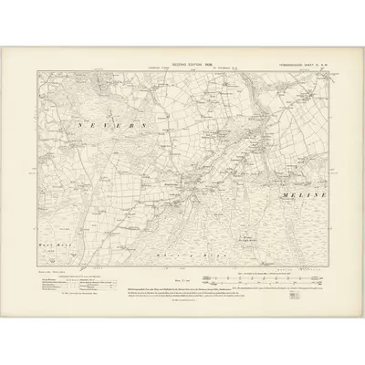 1905 Map of Pembrokeshire XI.NW, 1908 Print