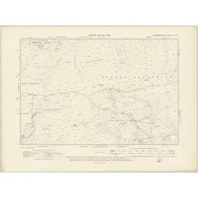 1905 Map of Pembrokeshire XI.SW, 1908 Print