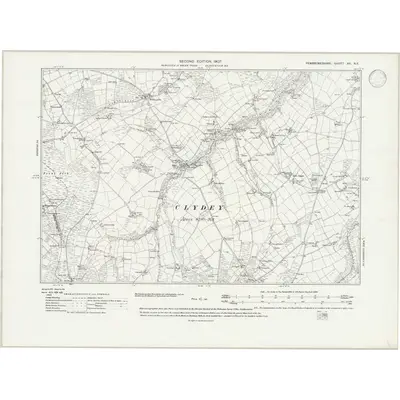 1904 Map of Pembrokeshire XII.NE, 1947 Print