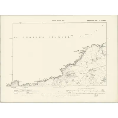 1906 Map of Pembrokeshire XIV.NW & NE, 1908 Print