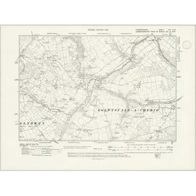 1905 Map of Pembrokeshire XIX.NW, 1947 Print