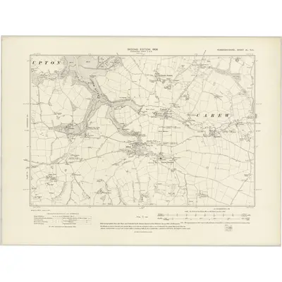 1906 Map of Pembrokeshire XL.NE, 1908 Print