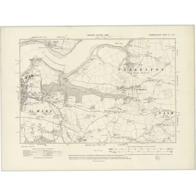 1906 Map of Pembrokeshire XL.NW, 1909 Print