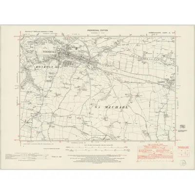 1948 Map of Pembrokeshire XL.SW, 1953 Print