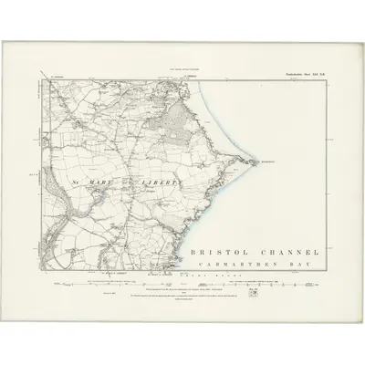 1887 Map of Pembrokeshire XLI.NE, 1889 Print