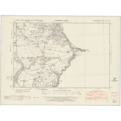1948 Map of Pembrokeshire XLI.NE, 1953 Print