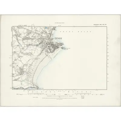 1887 Map of Pembrokeshire XLI.SE, 1889 Print