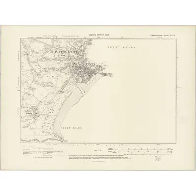 1906 Map of Pembrokeshire XLI.SE, 1908 Print