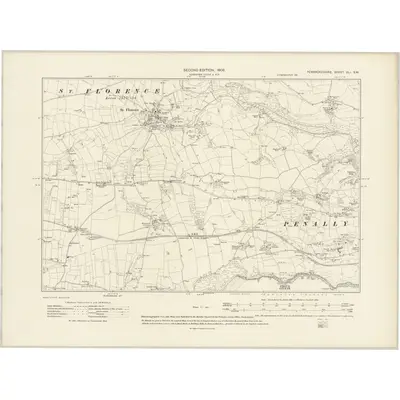 1906 Map of Pembrokeshire XLI.SW, 1908 Print