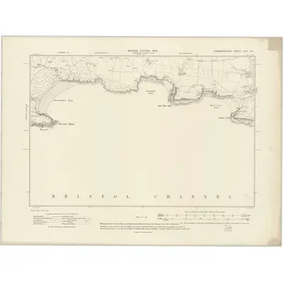 1906 Map of Pembrokeshire XLIII.NE, 1908 Print
