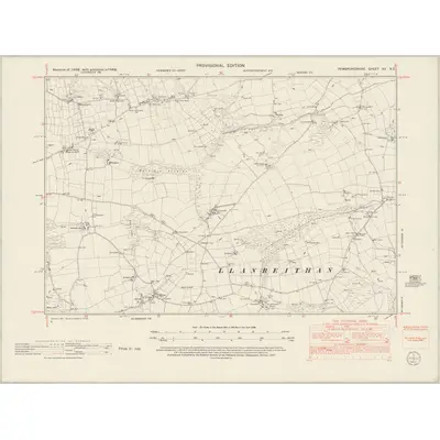 1948 Map of Pembrokeshire XV.NE, 1953 Print