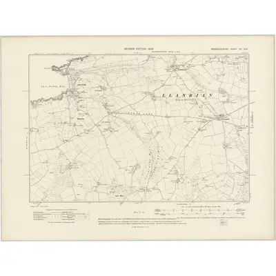 1906 Map of Pembrokeshire XV.NW, 1908 Print