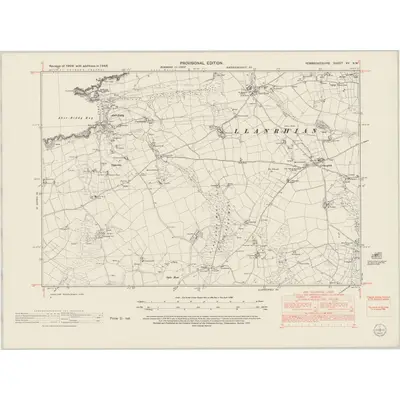 1948 Map of Pembrokeshire XV.NW, 1953 Print