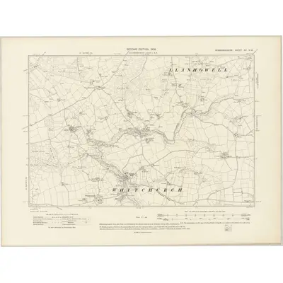1906 Map of Pembrokeshire XV.SW, 1908 Print