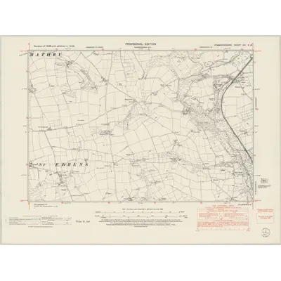 1948 Map of Pembrokeshire XVI.NW, 1953 Print
