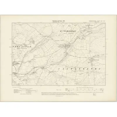 1906 Map of Pembrokeshire XVII.NW, 1908 Print