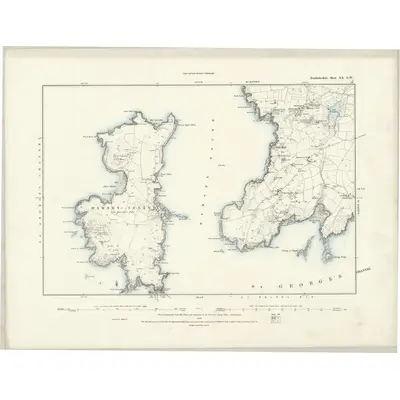 1886 Map of Pembrokeshire XX.NW, 1888 Print
