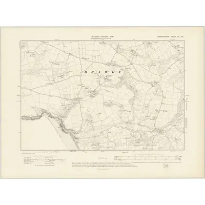 1906 Map of Pembrokeshire XXI.NE, 1908 Print