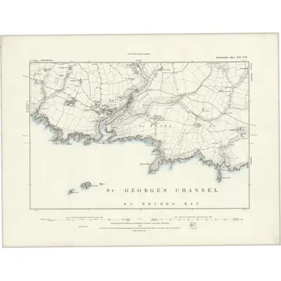 1887 Map of Pembrokeshire XXI.NW, 1888 Print