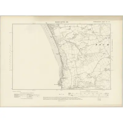 1906 Map of Pembrokeshire XXI.SE, 1908 Print