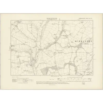 1906 Map of Pembrokeshire XXII.SE, 1908 Print