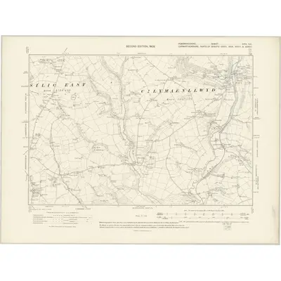 1905 Map of Pembrokeshire XXIV.NE, 1908 Print