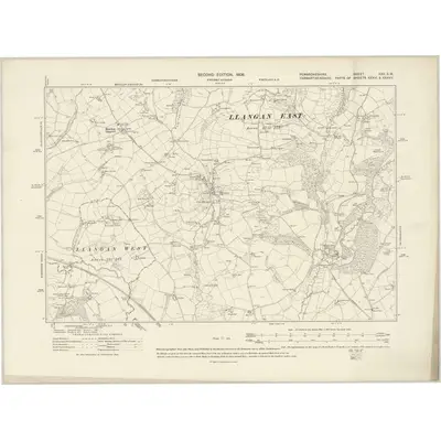 1906 Map of Pembrokeshire XXV.SW, 1908 Print