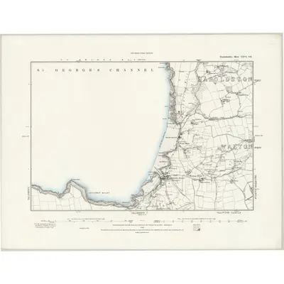 1875 Map of Pembrokeshire XXVI.SE, 1889 Print