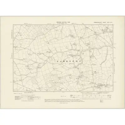 1906 Map of Pembrokeshire XXVII.NW, 1908 Print