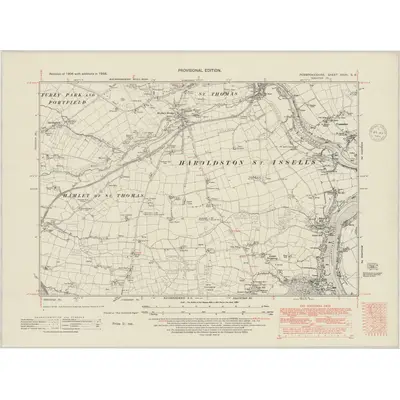 1938 Map of Pembrokeshire XXVII.SE, 1948 Print