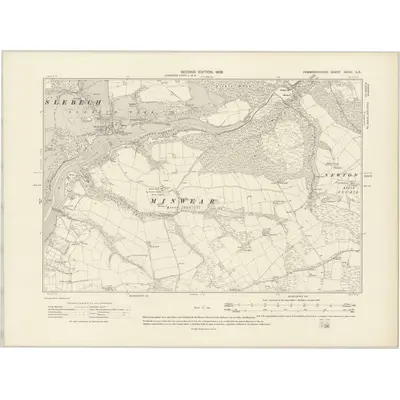 1906 Map of Pembrokeshire XXVIII.SE, 1908 Print
