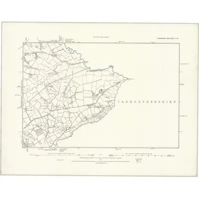 1887 Map of Pembrokeshire XXX.NW, 1888 Print