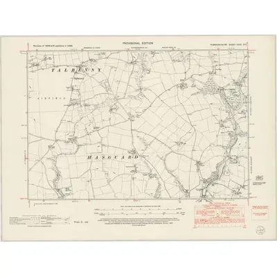 1948 Map of Pembrokeshire XXXII.NE, 1953 Print
