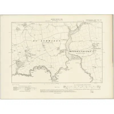 1906 Map of Pembrokeshire XXXII.SE, 1908 Print