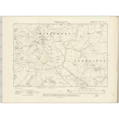 1906 Map of Pembrokeshire XXXIV.NE, 1908 Print