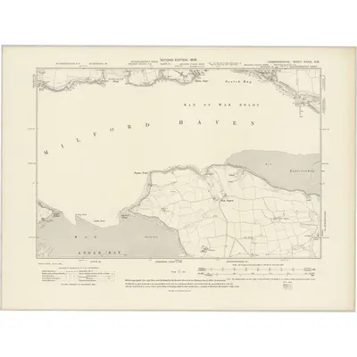 1906 Map of Pembrokeshire XXXIX.NW, 1908 Print