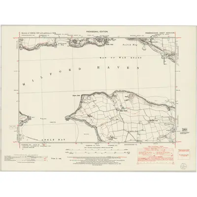 1948 Map of Pembrokeshire XXXIX.NW, 1953 Print