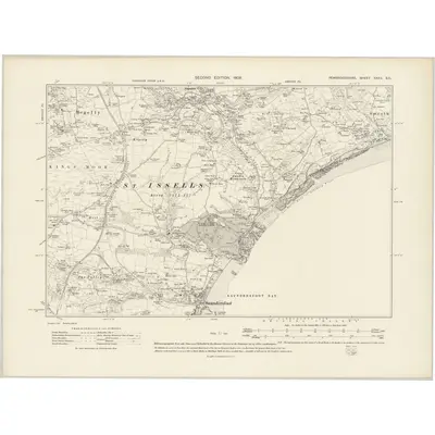 1905 Map of Pembrokeshire XXXV.SE, 1908 Print