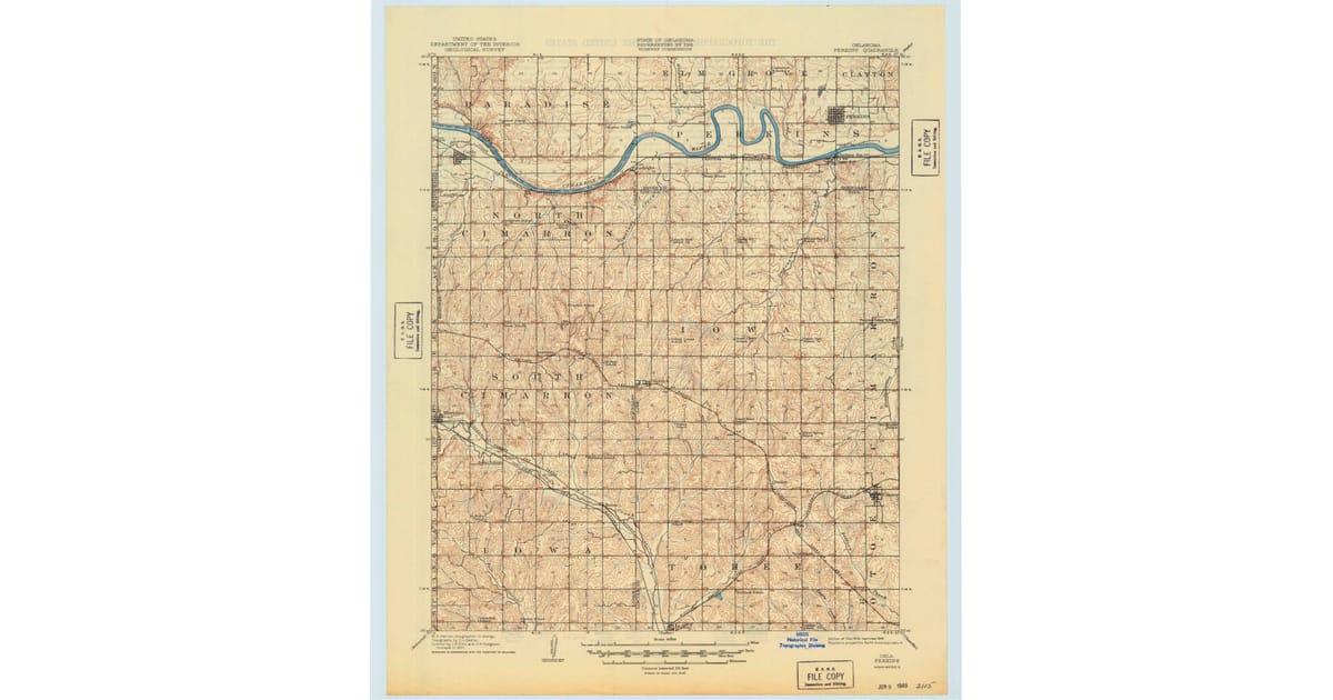 1909 Map of Perkins, OK — High-Res, 1949 Print | Pastmaps