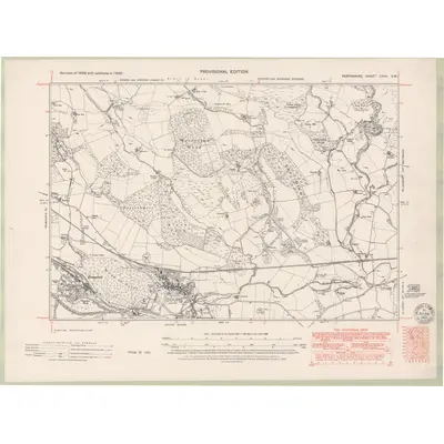 1948 Map of Perth and Clackmannan Sheet CXXV.SW, 1950 Print