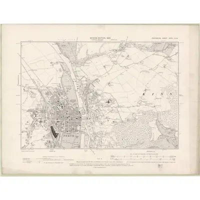 1900 Map of Perth and Clackmannan Sheet XCVIII.NW, 1902 Print