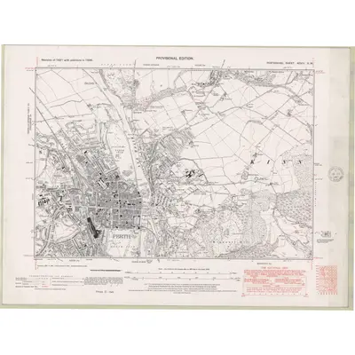 1938 Map of Perth and Clackmannan Sheet XCVIII.NW, 1947 Print