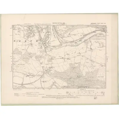 1900 Map of Perth and Clackmannan Sheet XCVIII.SW, 1902 Print