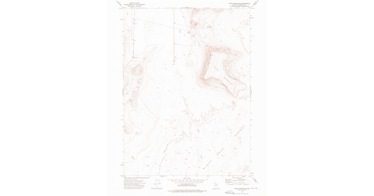 1972 Map of Pinto Mountain, Humboldt County, NV — High-Res | Pastmaps