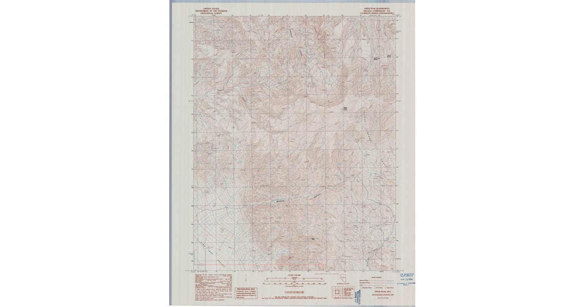 1987 Map of Piper Peak, Esmeralda County, NV — High-Res | Pastmaps