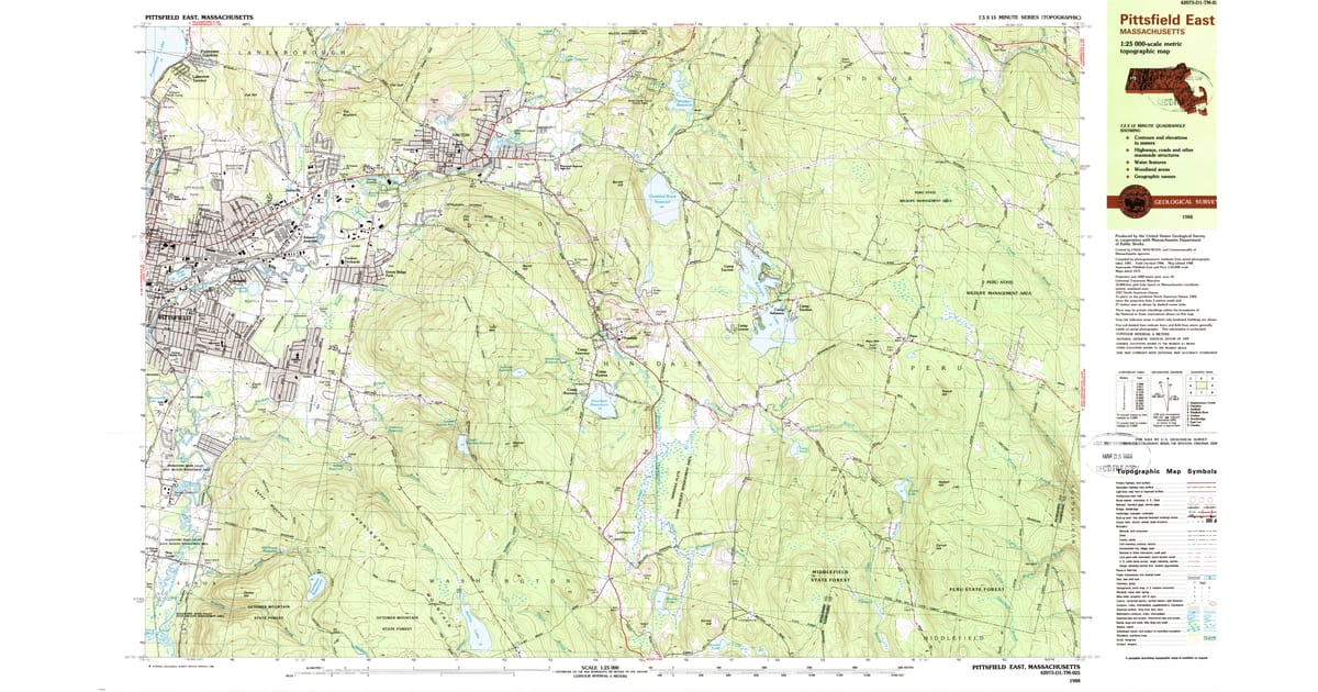 1988 Map of Pittsfield East, Berkshire County, MA — High-Res | Pastmaps