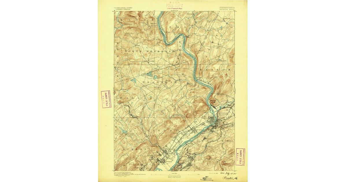 1800s 19th Century Maps of Pringle - Pittston Luzerne County Pa Usgs Topo 1893 Og 1200x630 