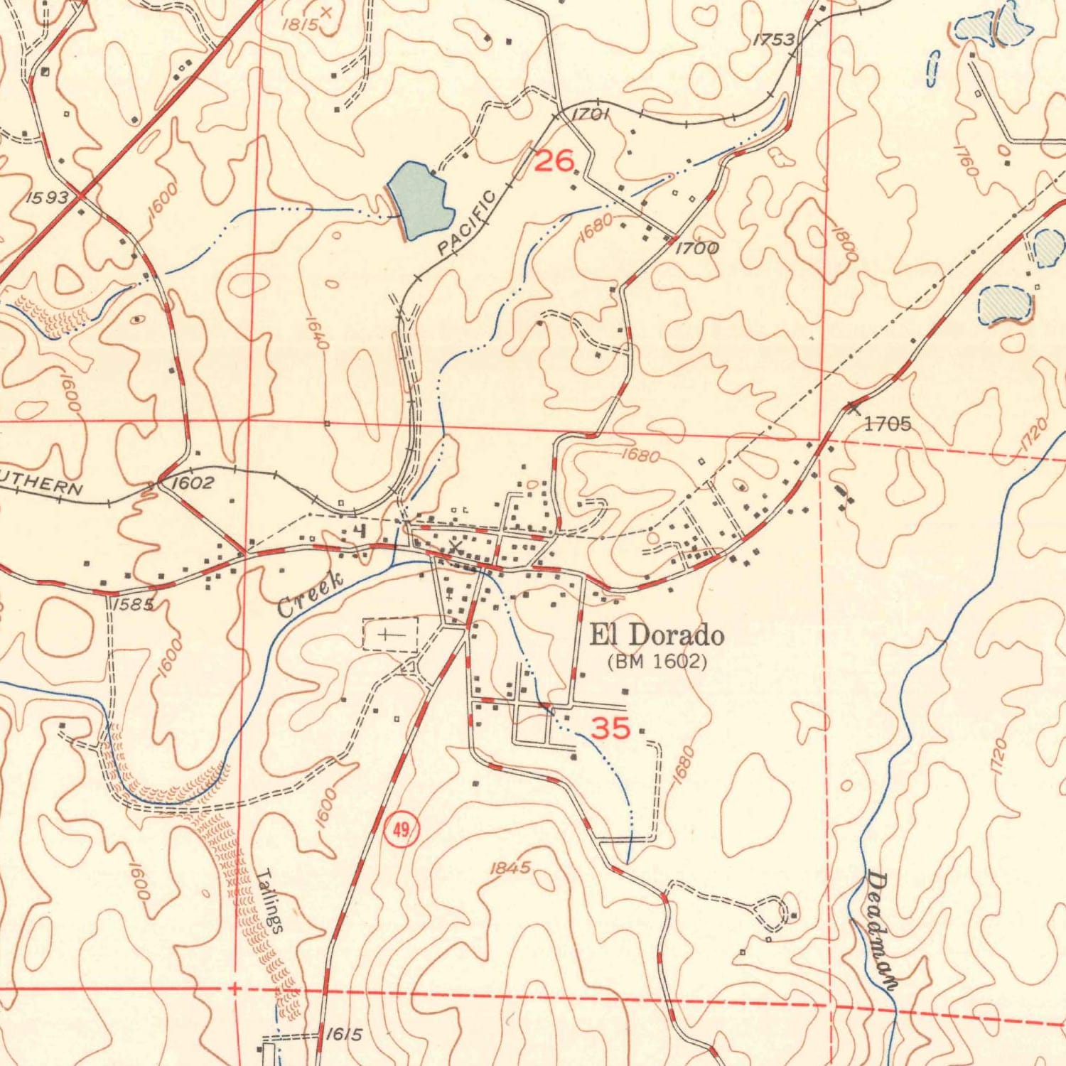 1950 Map of Placerville, CA — High-Res | Pastmaps display picture 1